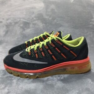 Nike Air Max 2016 Black Volt Orange Silver Swoosh Youth Size 6.5Y